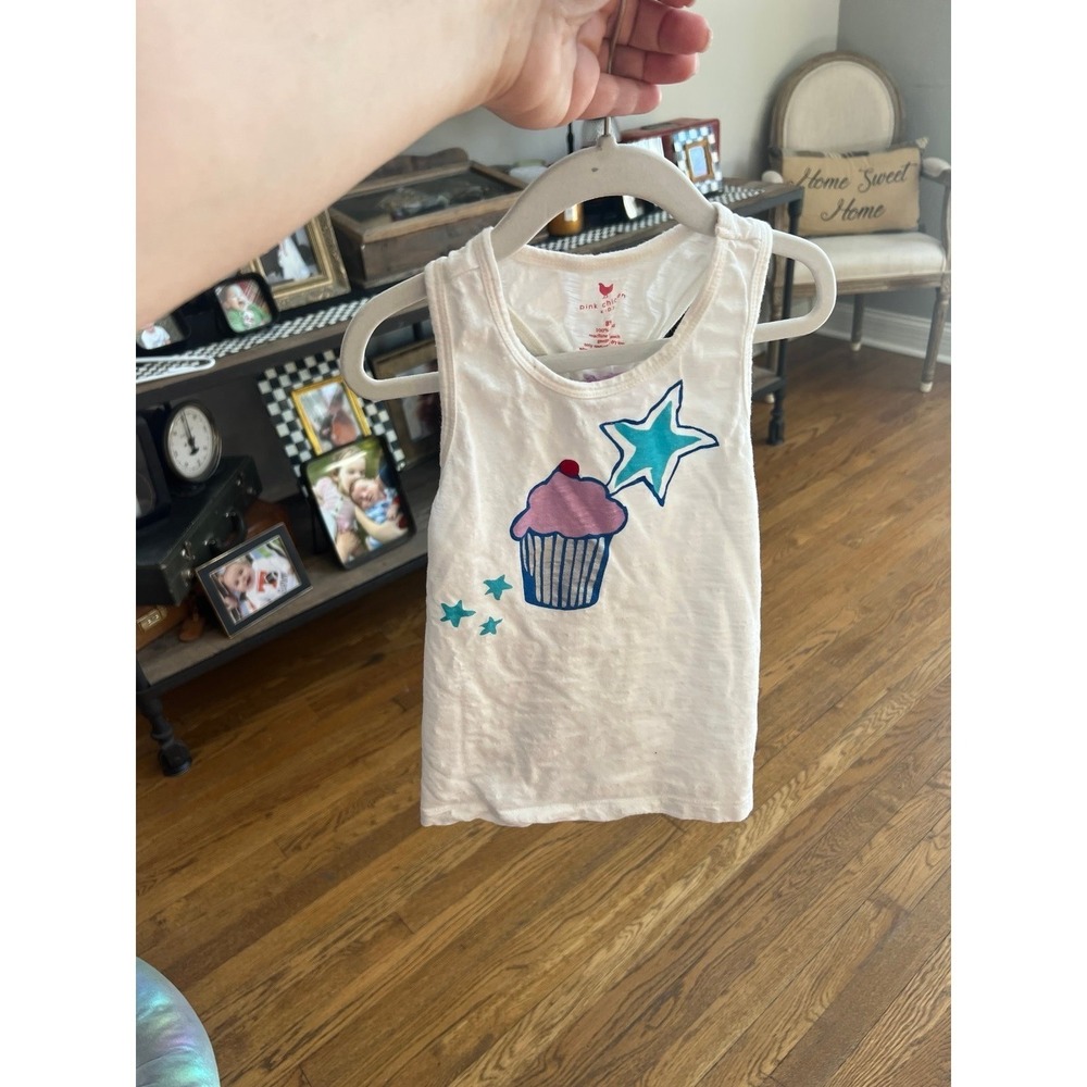 Pink chicken cupcake star tank top girls‎ size 8